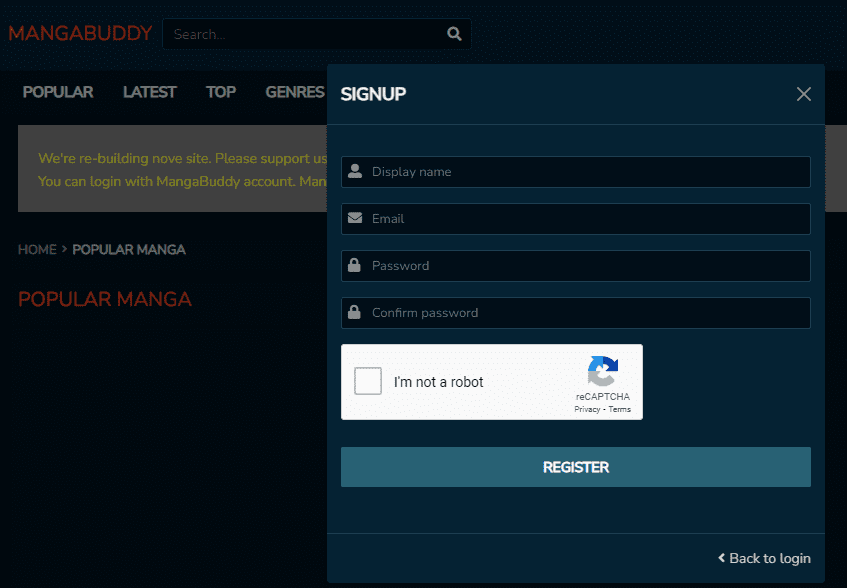 Mangabuddy signup